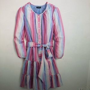 J Crew Belted button up pastel stripe dress